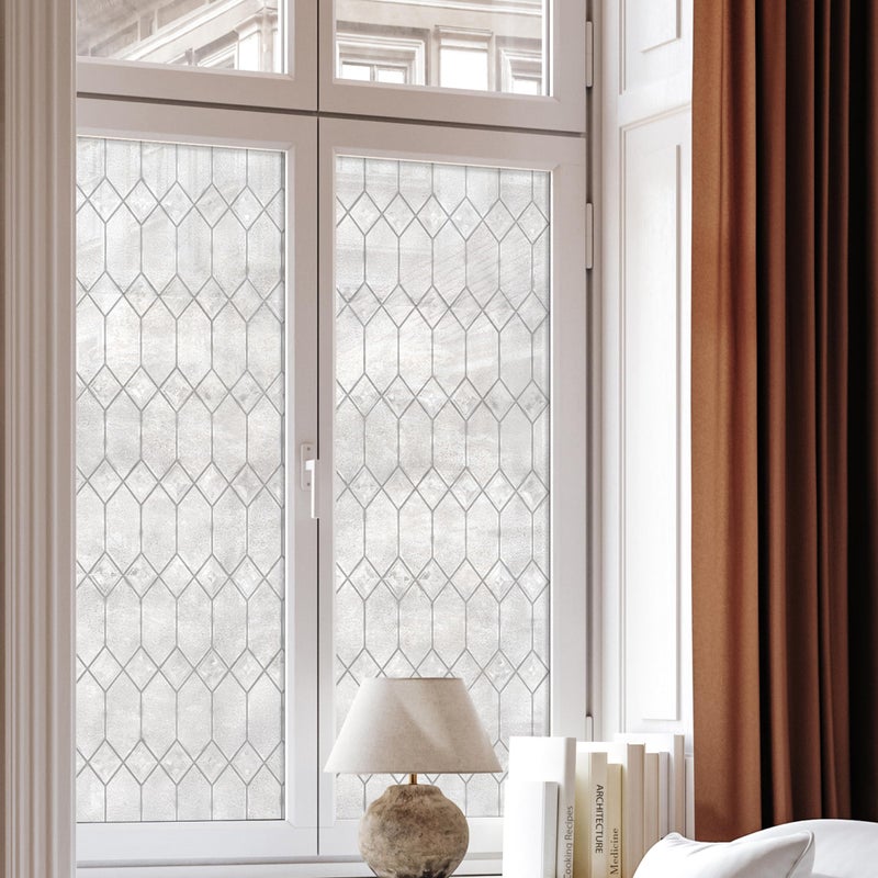 Artscape Old English 36 x 72 Inch Window Film, Made in USA â€“ Provides Privacy, Non-Adhesive, Textured Leaded Glass Pattern, UV Protection, Easy to Apply and Removable - Image 1